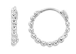 10k white gold bead huggie ear